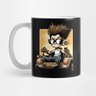 MONKEY WITH SUNGLASSES RIDING A SCOOTER Mug